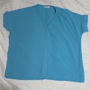 Aqua Oversized V-Neck Women's Top Size Large
